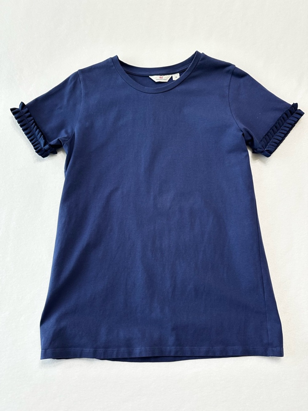 Vineyard Vines Women Short Sleeve Tee Medium Ruffle Sleeve Cotton Blend